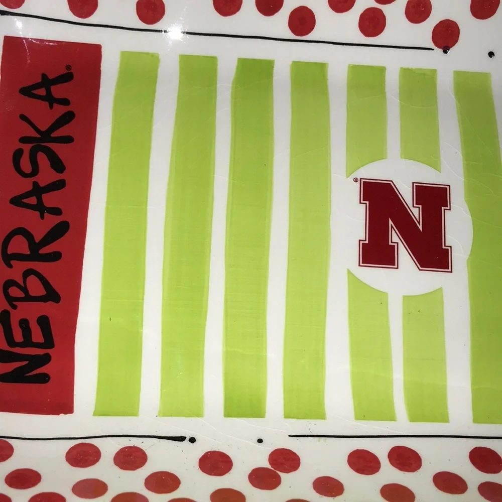 Nebraska Cornhuskers Decorative Serving Platter -‎ Red & Lime
